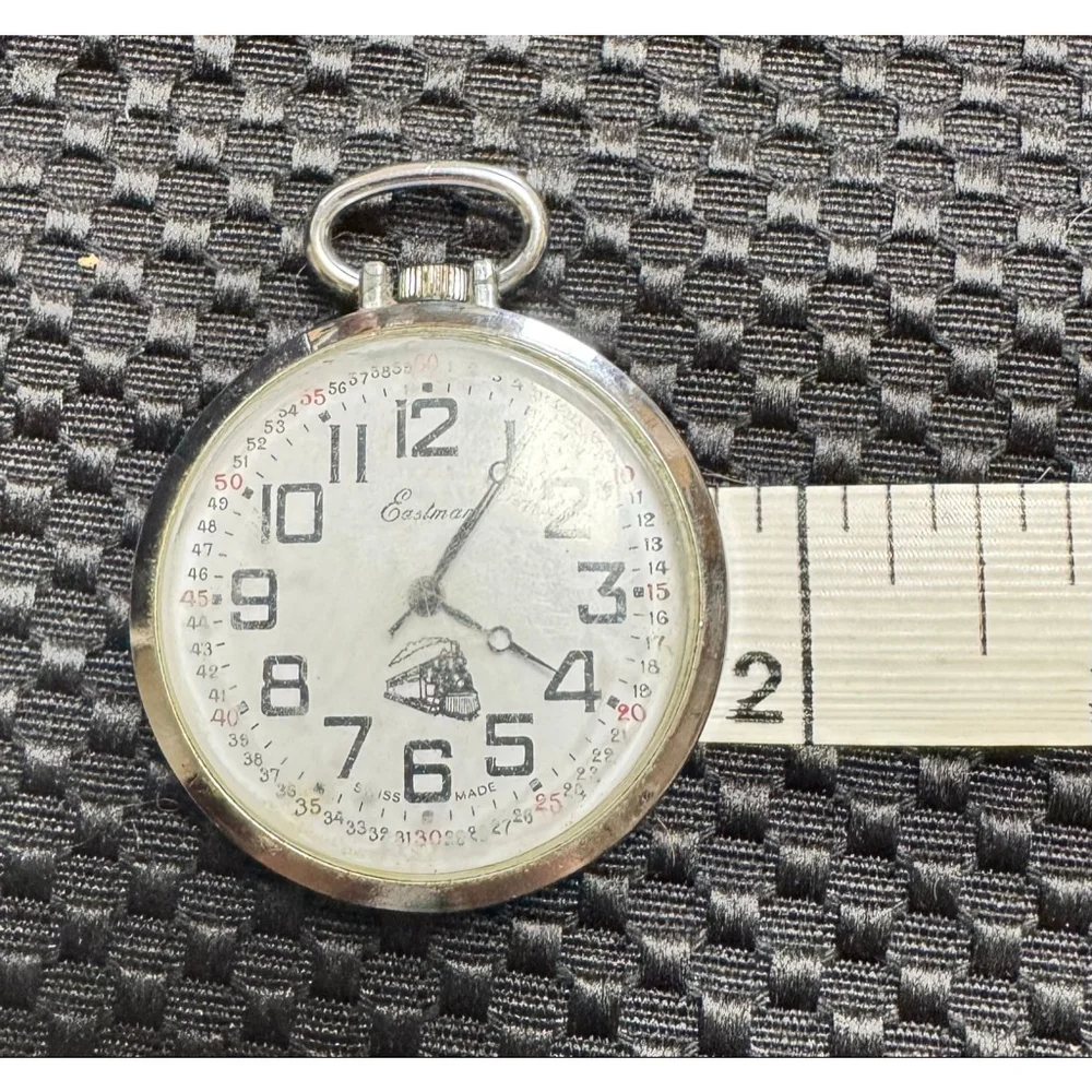 Eastman Swiss Made Open Face Train Pocket Watch Railroad Wide Up 1 Jewel